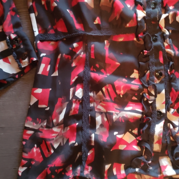 L, Red & Black with Lace & Ruffle Laura Blouse - Picture 4 of 11